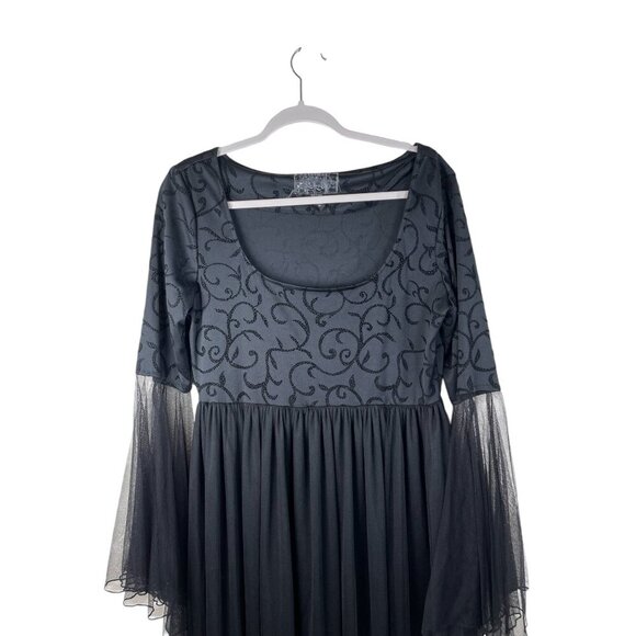 Eternal NYC Goth Vampire Witch Sheer Bell Sleeve Dress Maxi L - Picture 2 of 8